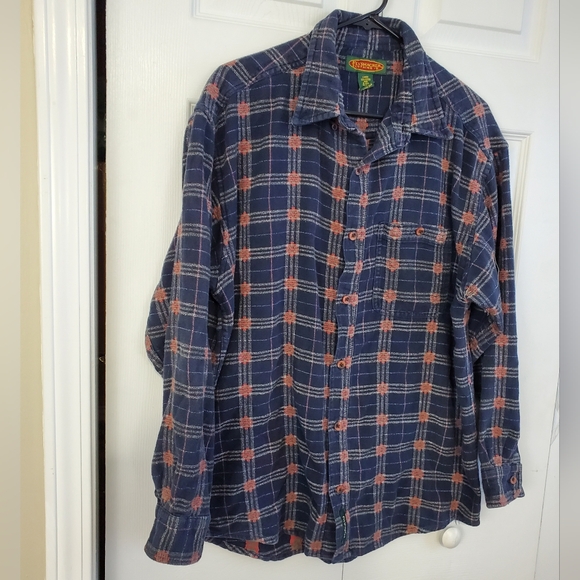 Men's Flyshacker Clothing Co 100% Cotton Blue & Red Plaid Flannel Shirt - Picture 2 of 13